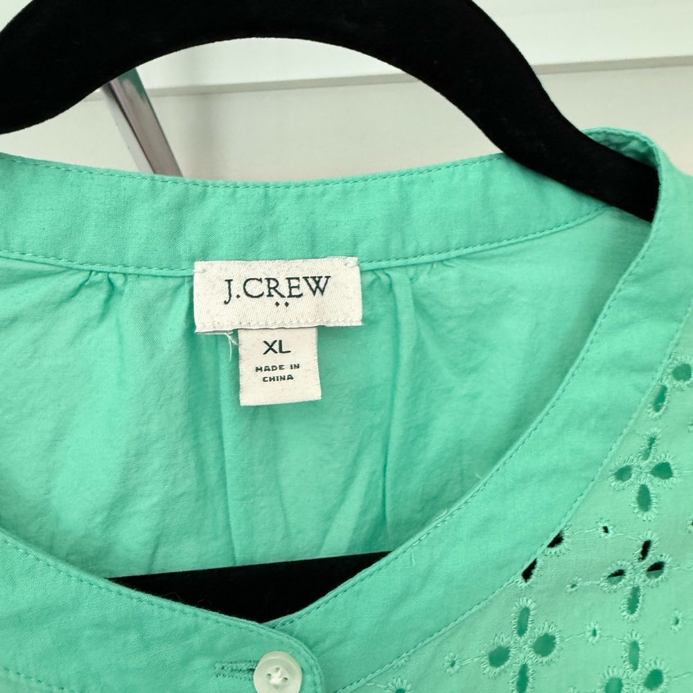 J. Crew Coral and Green Eyelet Blouses Bundle - Picture 3 of 10